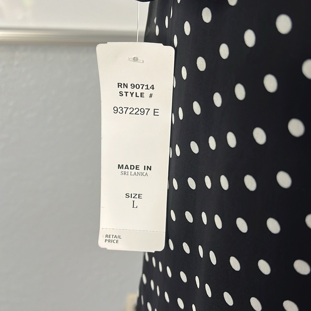 NWT MSK Black polka dot swing dress. Option for off the shoulder. Large - Picture 4 of 5